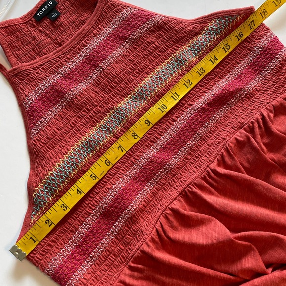 Torrid Super Soft Smocked High Neck Babydoll Top Womens Size 1X Rust Peplum - Picture 9 of 10